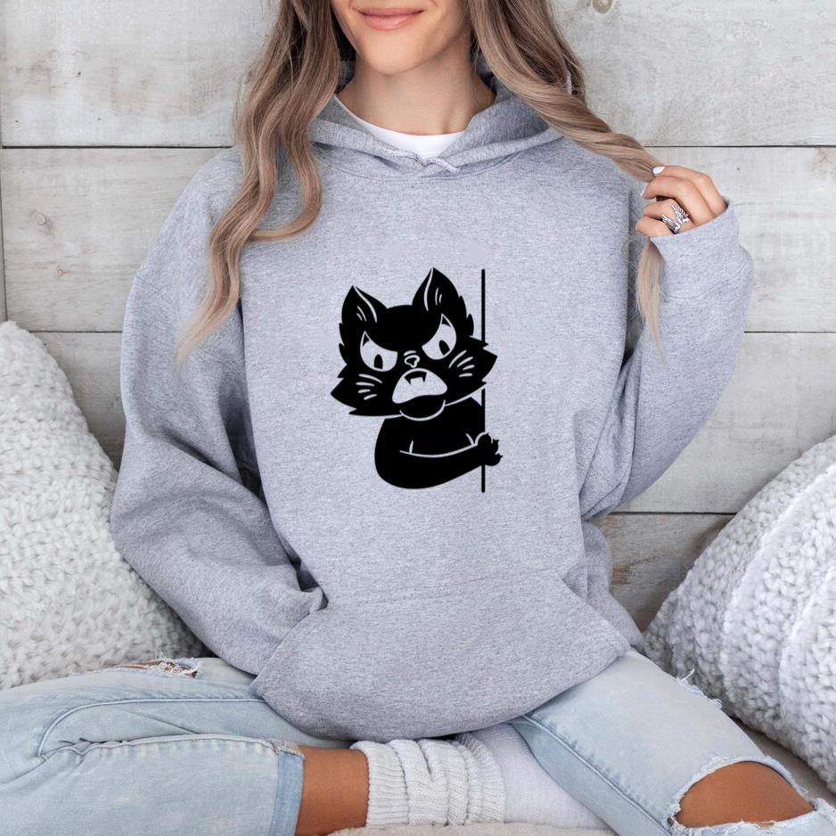Angry Cat Peeking Design Hoodie