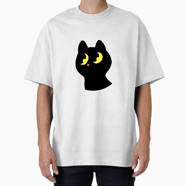 Black Cat Animal Cartoon Oversized T-Shirt