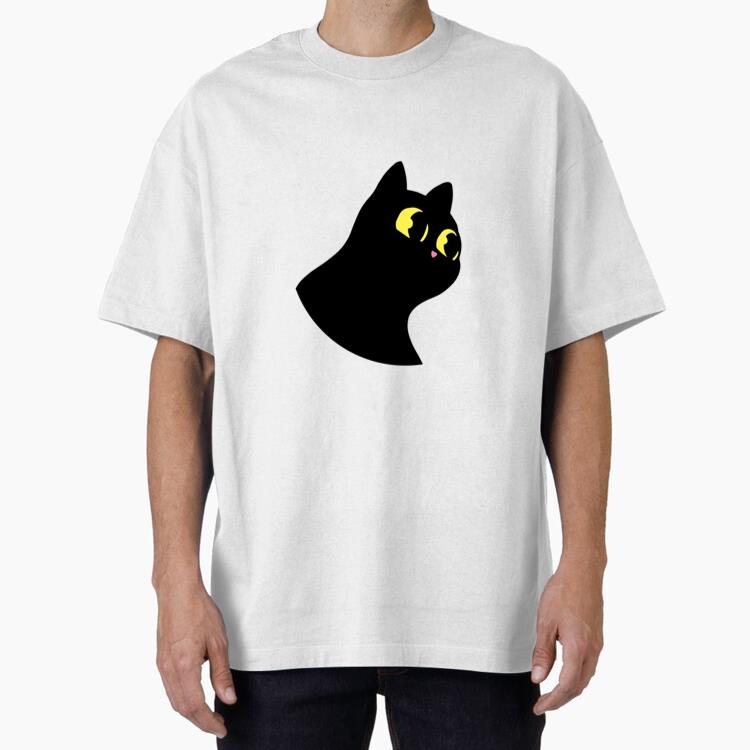 Black Cat Cute Cartoon Oversized T-Shirt