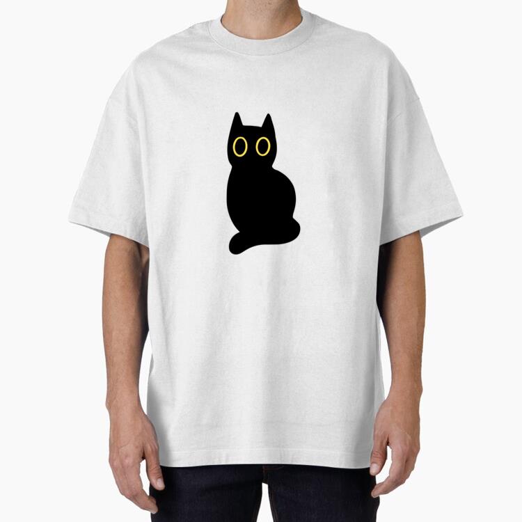 Black Cat With Big Yellow Eyes Oversized T-Shirt