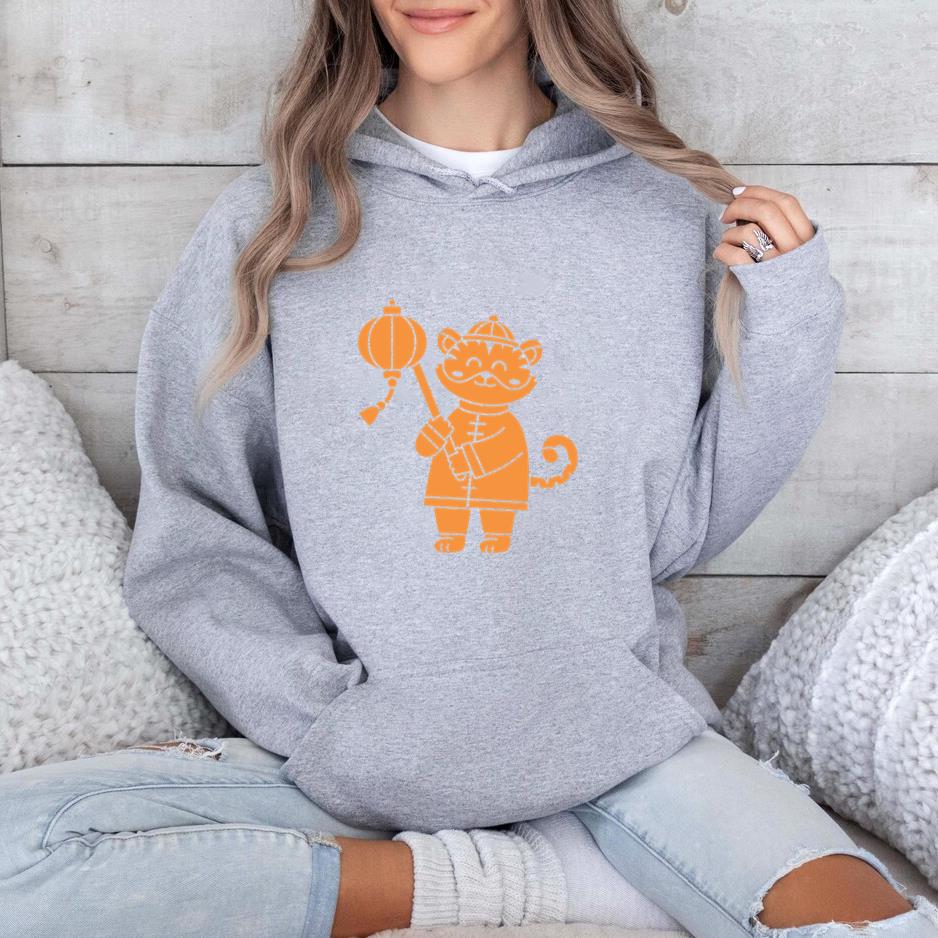 Cartoon Cat Holding A Lantern Hoodie