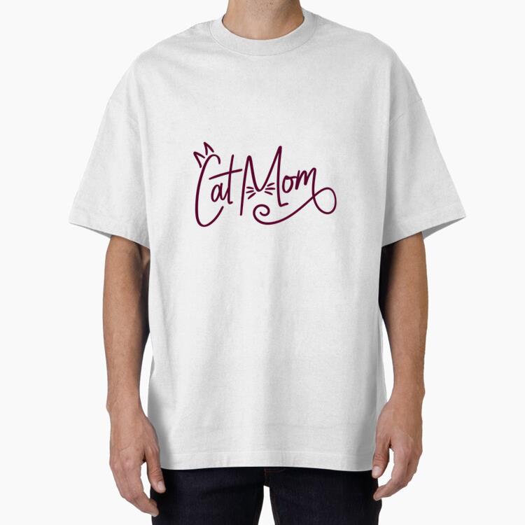 Cat Mom Lettering Oversized T-Shirt