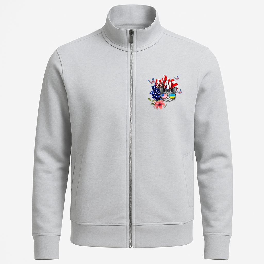 Cat Proud And Rose American Flag Jacket