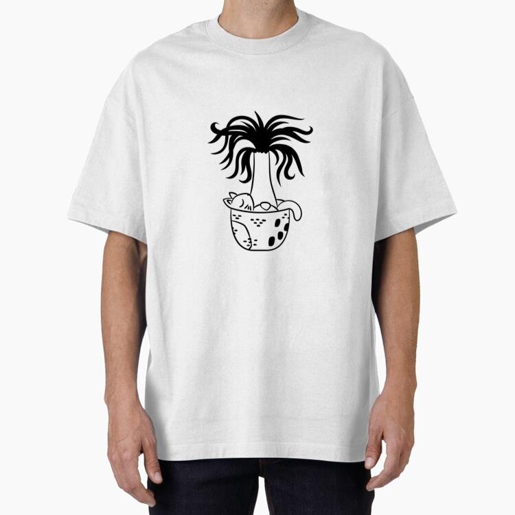 Cat Resting In A Plant Pot Oversized T-Shirt