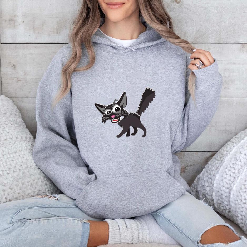 Creepy Halloween Cat Illustration Hoodie