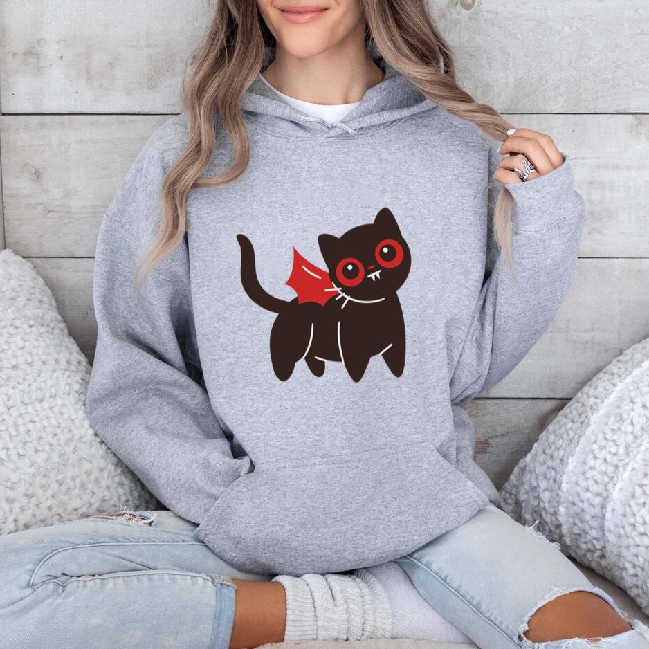 Cute Black Cat In Vampire Costume Hoodie