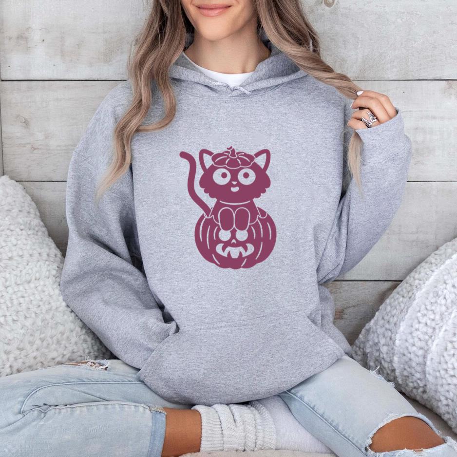 Cute Cat Sitting On Pumpkin Hoodie