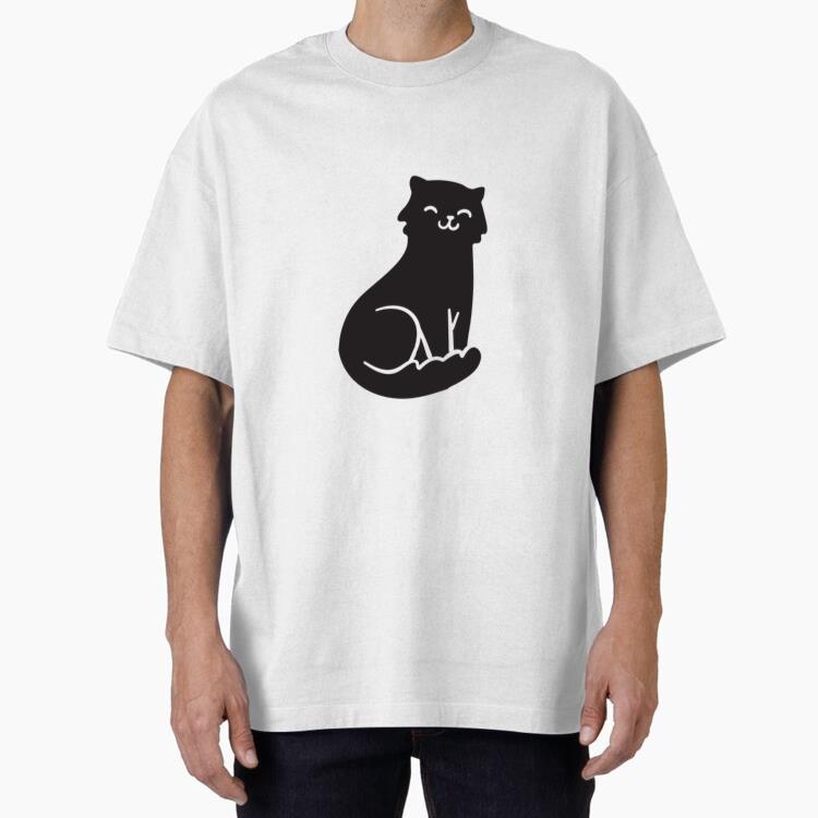 Cute Cat Sitting Oversized T-Shirt
