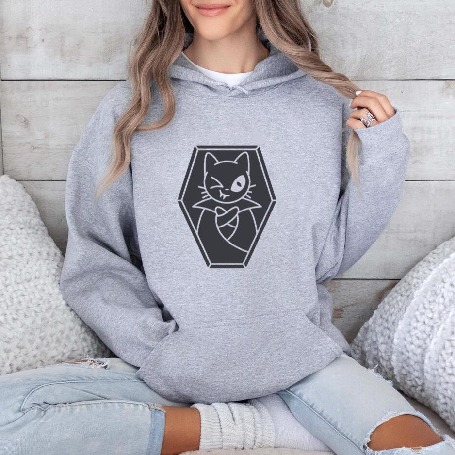 Cute Vampire Cat Design Hoodie