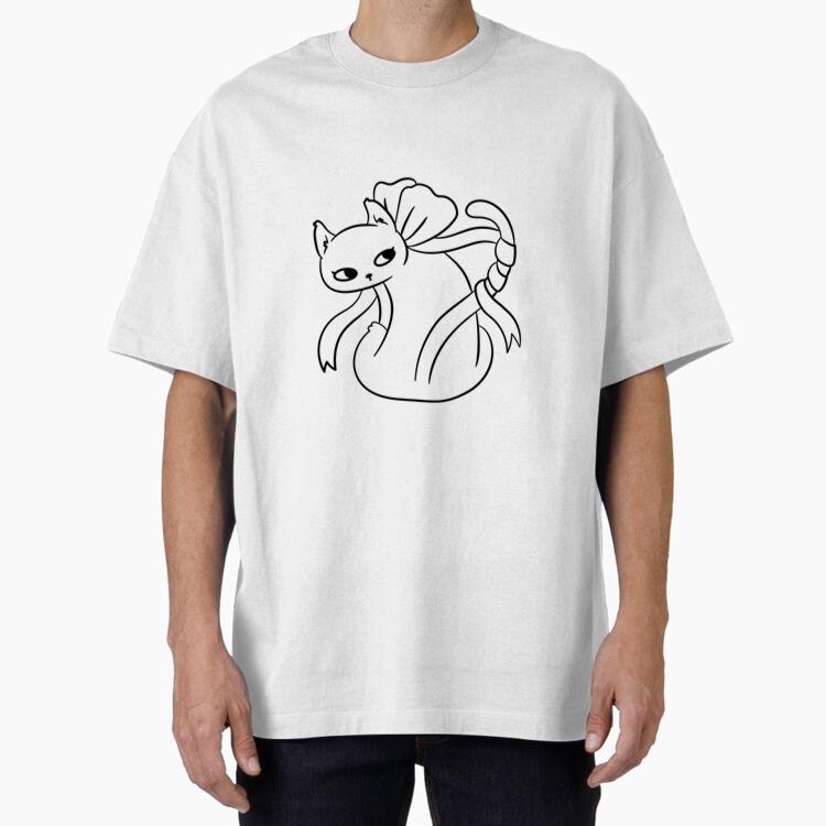 Graceful Cat With Flowing Ribbons Oversized T-Shirt