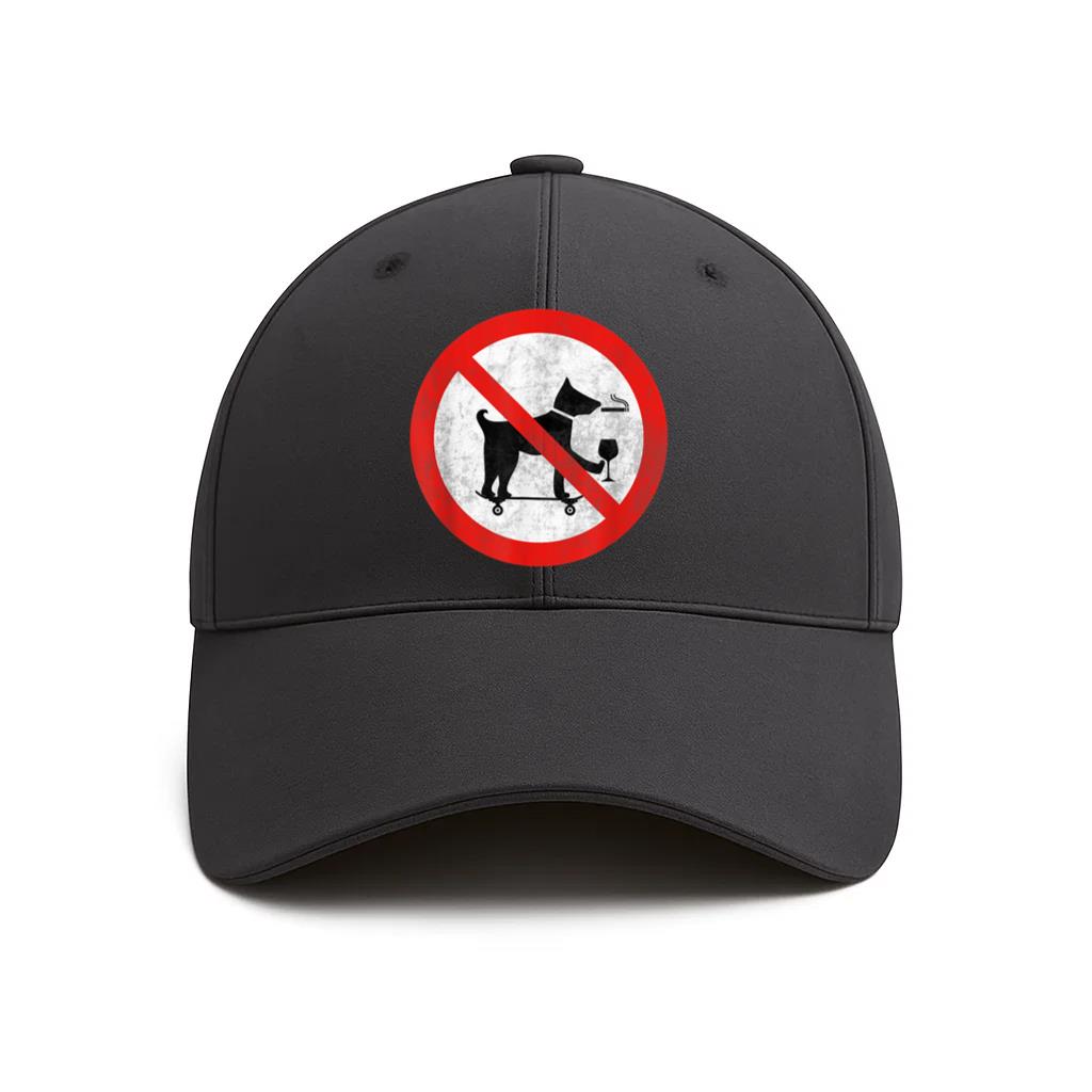 No Smoking Drinking Skateboarding Dog Cap