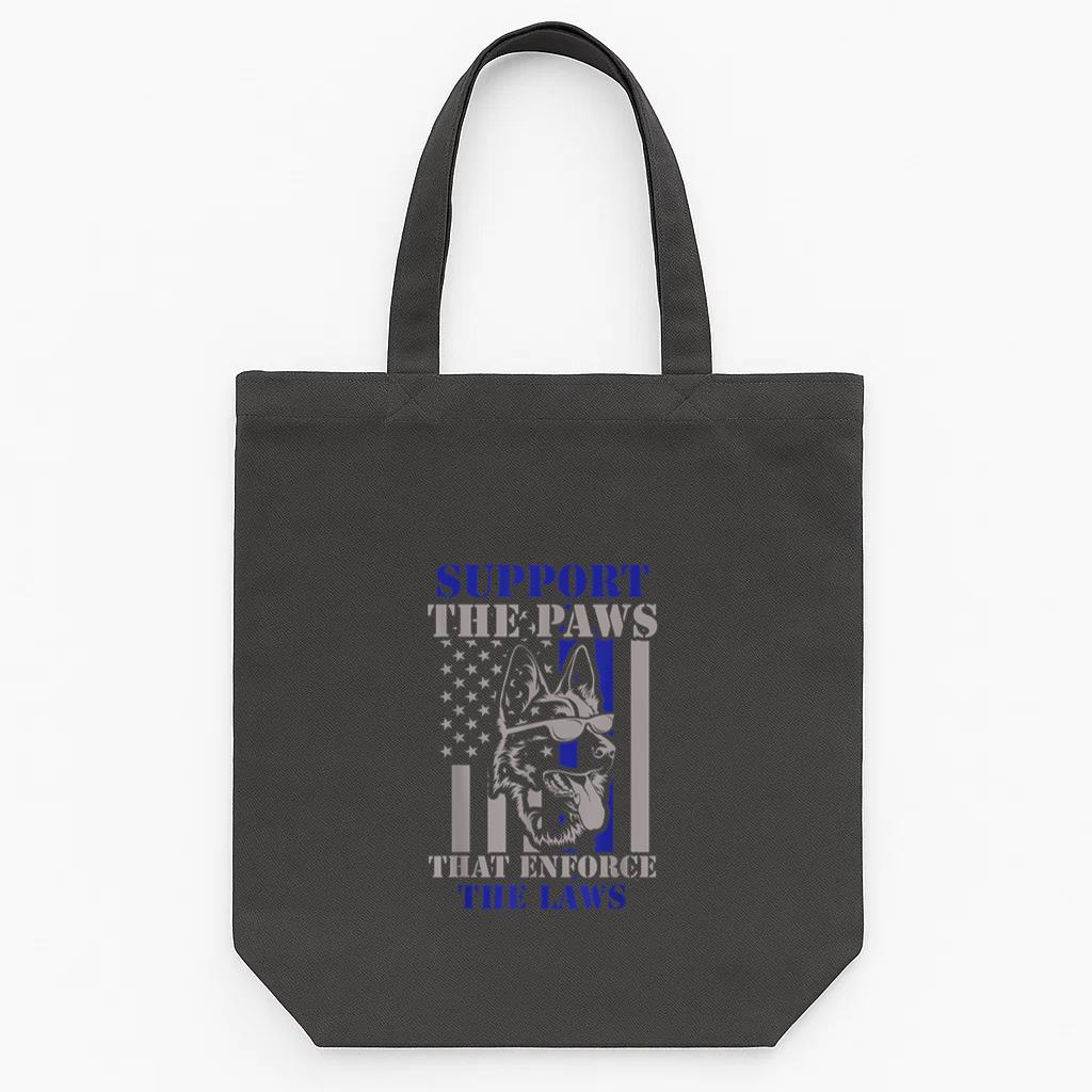 Support The Paws That Enforce The Laws German Shepherd Dog Tote Canvas Bag