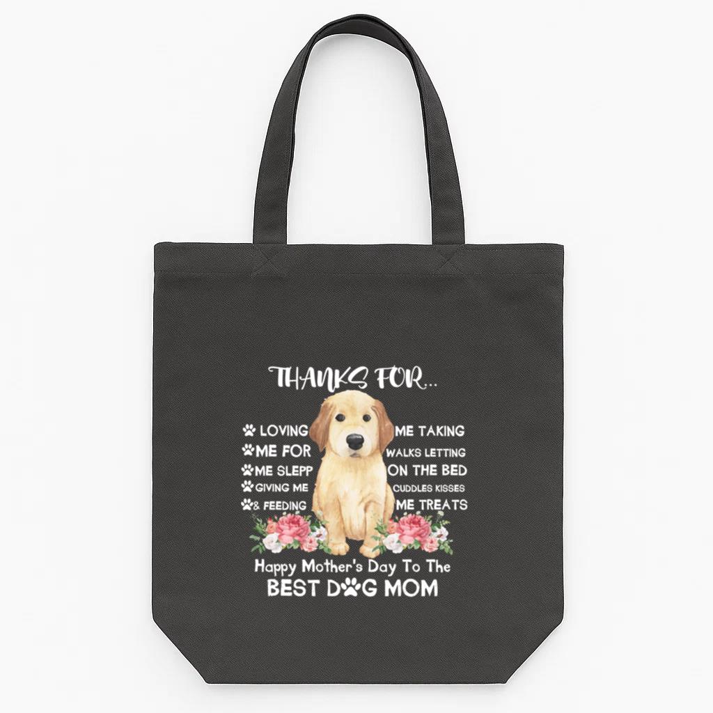 Thanks For Loving Me Best Dog Mom Tote Canvas Bag