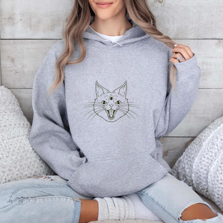Third Eye Cat Filled Stroke Witchy Hoodie