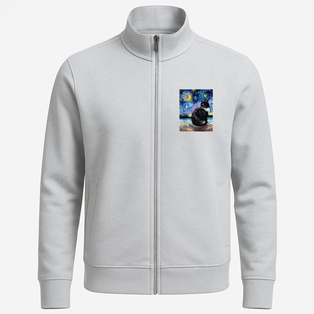 Tuxedo Cat On Beach Starry Night Jacket
