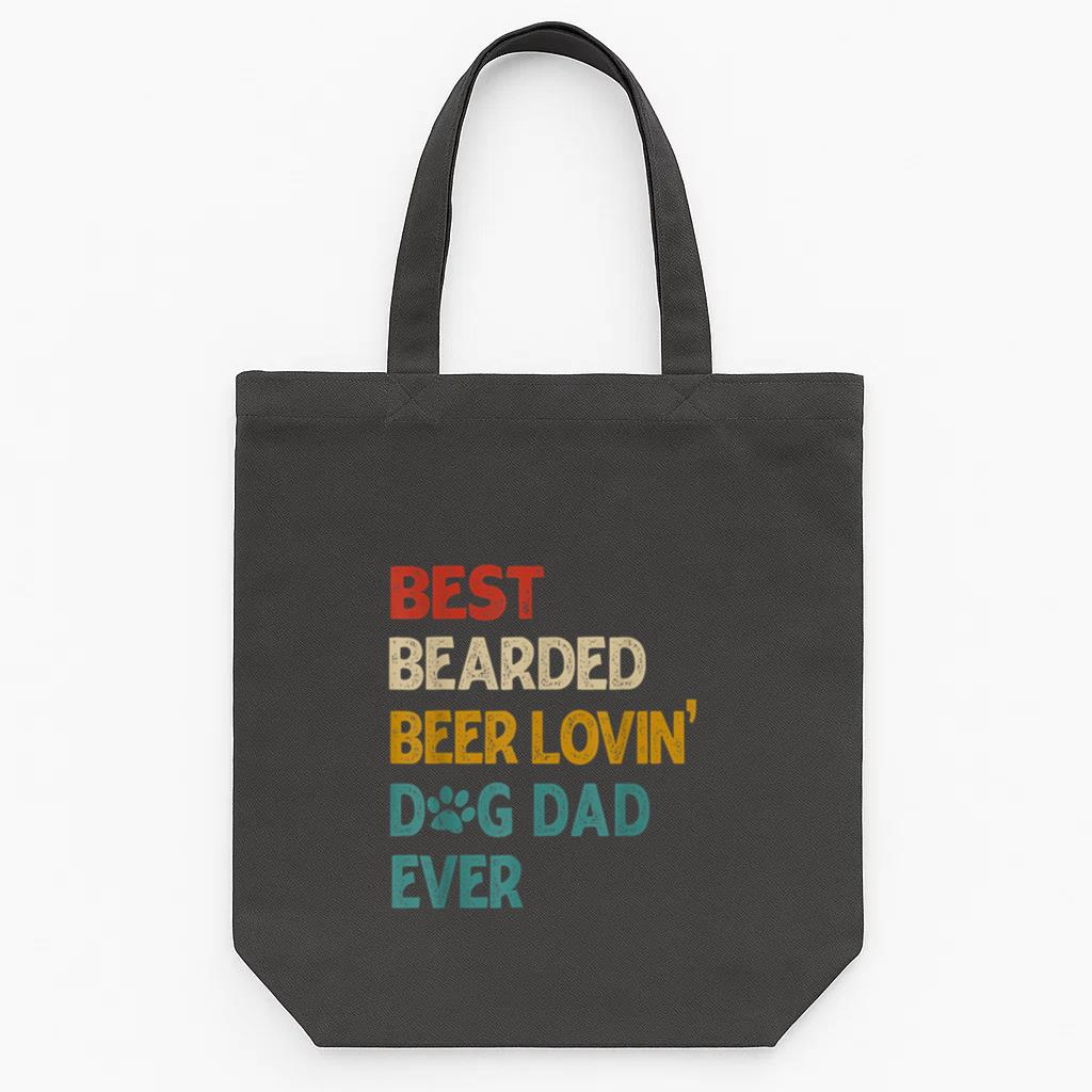 Vintage Best Bearded Beer Lovin Dog Dad Ever Tote Canvas Bag
