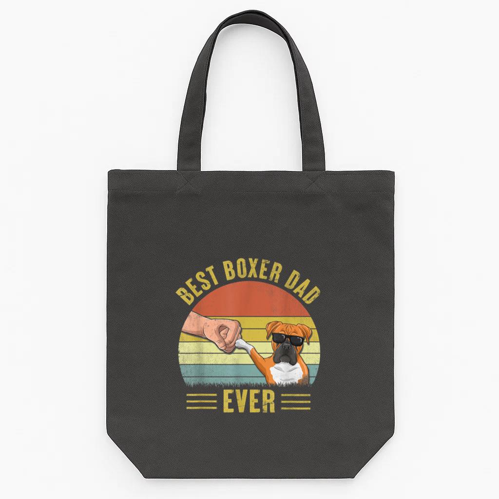 Vintage Best Boxer Dog Dad Ever Tote Canvas Bag