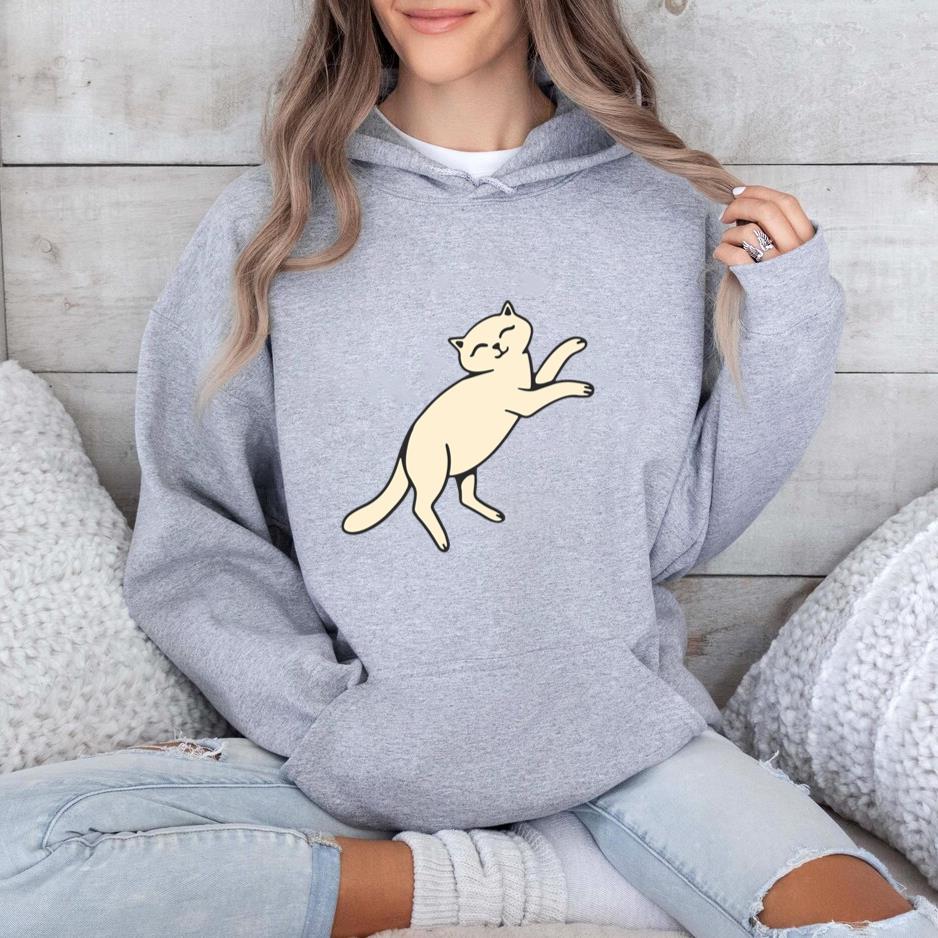 White Cat Is Jumping Hoodie