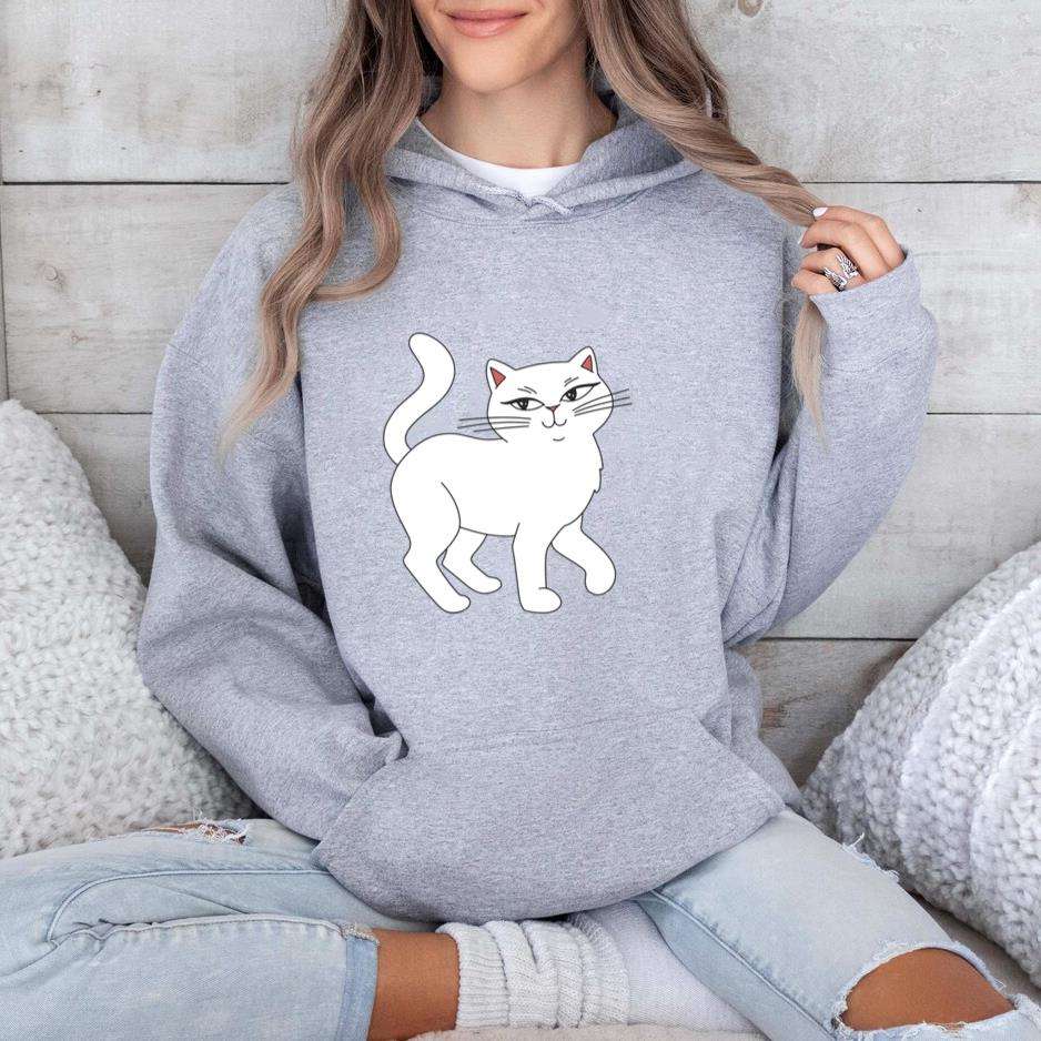 White Cat Is Standing Hoodie