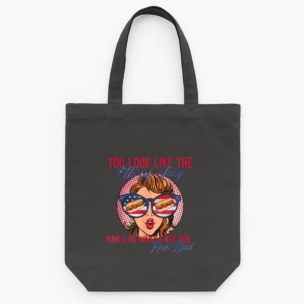 You Look Like The 4th Of July Makes Me Want A Hot Dog Tote Canvas Bag